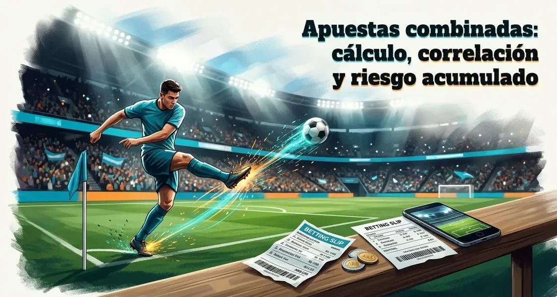Estadio de fútbol con un cupón de apuestas combinadas.
