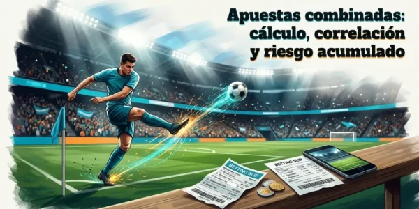 Estadio de fútbol con un cupón de apuestas combinadas.