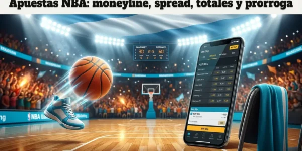 Cancha de baloncesto iluminada con marcador digital